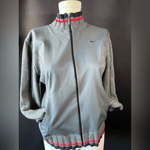 Vintage Nike Sweater Womens Size Medium Full Zip Wool Angora Blend Charcoal Gray